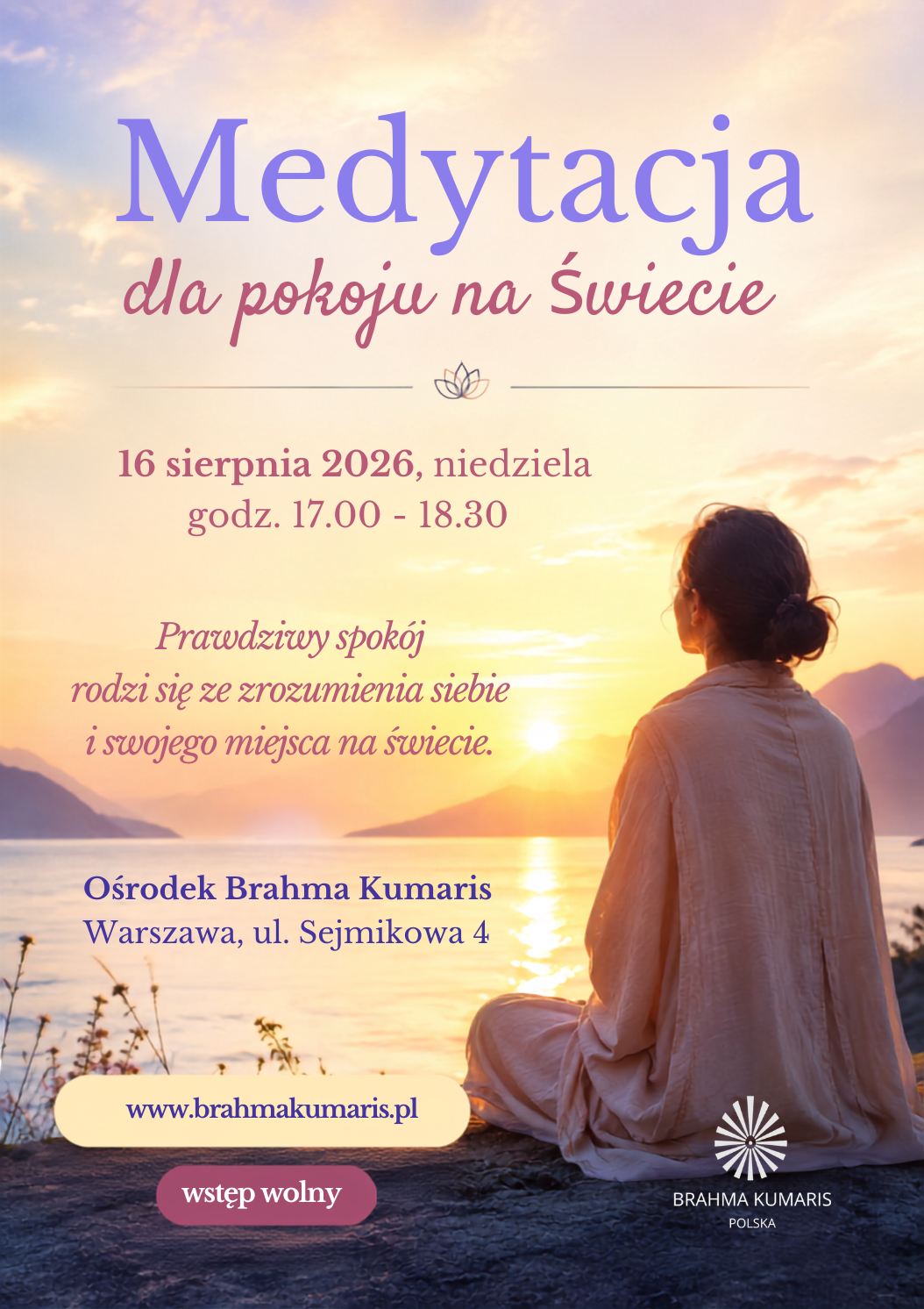 Medytacja dla pokoju na świecie w Warszawie @ Ośrodek Brahma Kumaris w Warszawie